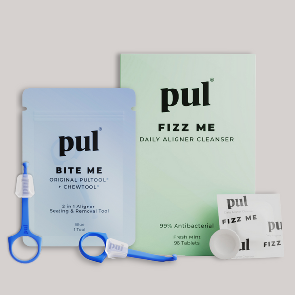 Aligner Hygiene Kit for Invisalign: PUL 2 in 1 Seating and Removal Tool & Cleaning Tablets