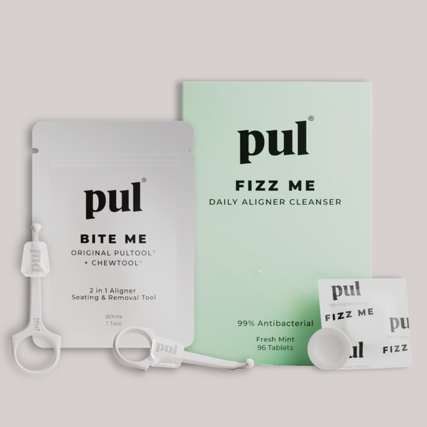 Aligner Hygiene Kit for Invisalign: PUL 2 in 1 Seating and Removal Tool & Cleaning Tablets